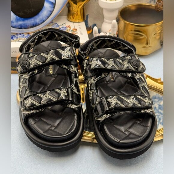 🆕 KURT GEIGER LONDON 🧿 NWOB Orson Patent Quilted Dad Sandals Sz EU38 US 7.5 - Picture 5 of 12